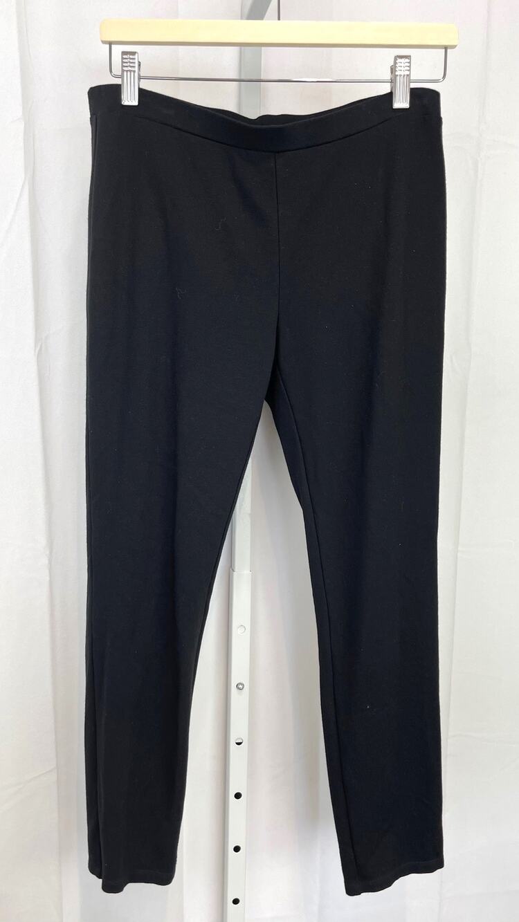 EILEEN FISHER Zip Hem Ankle Pants Size S Pull On Elastic Waist Viscose Black